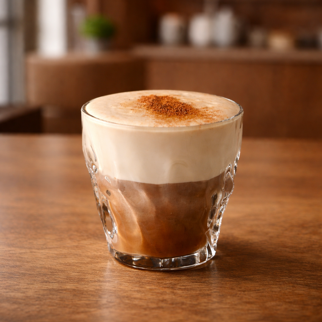 Creamy mushroom latte made with TÓFFE KLAR for calm focus with functional mushrooms.